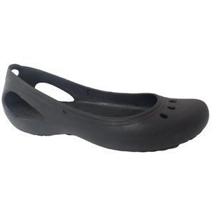 Crocs Womens Size 6 Shoes Ballet Flats Black Slip-on Rubber Waterproof READ